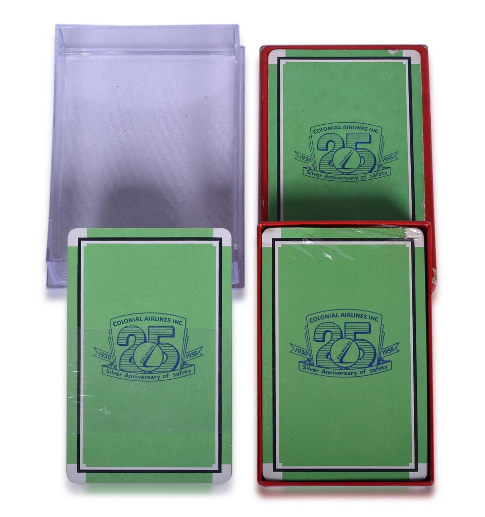 Pair of Colonial Airlines 25 Year Silver Anniversary Playing Card Decks (1 of 2)