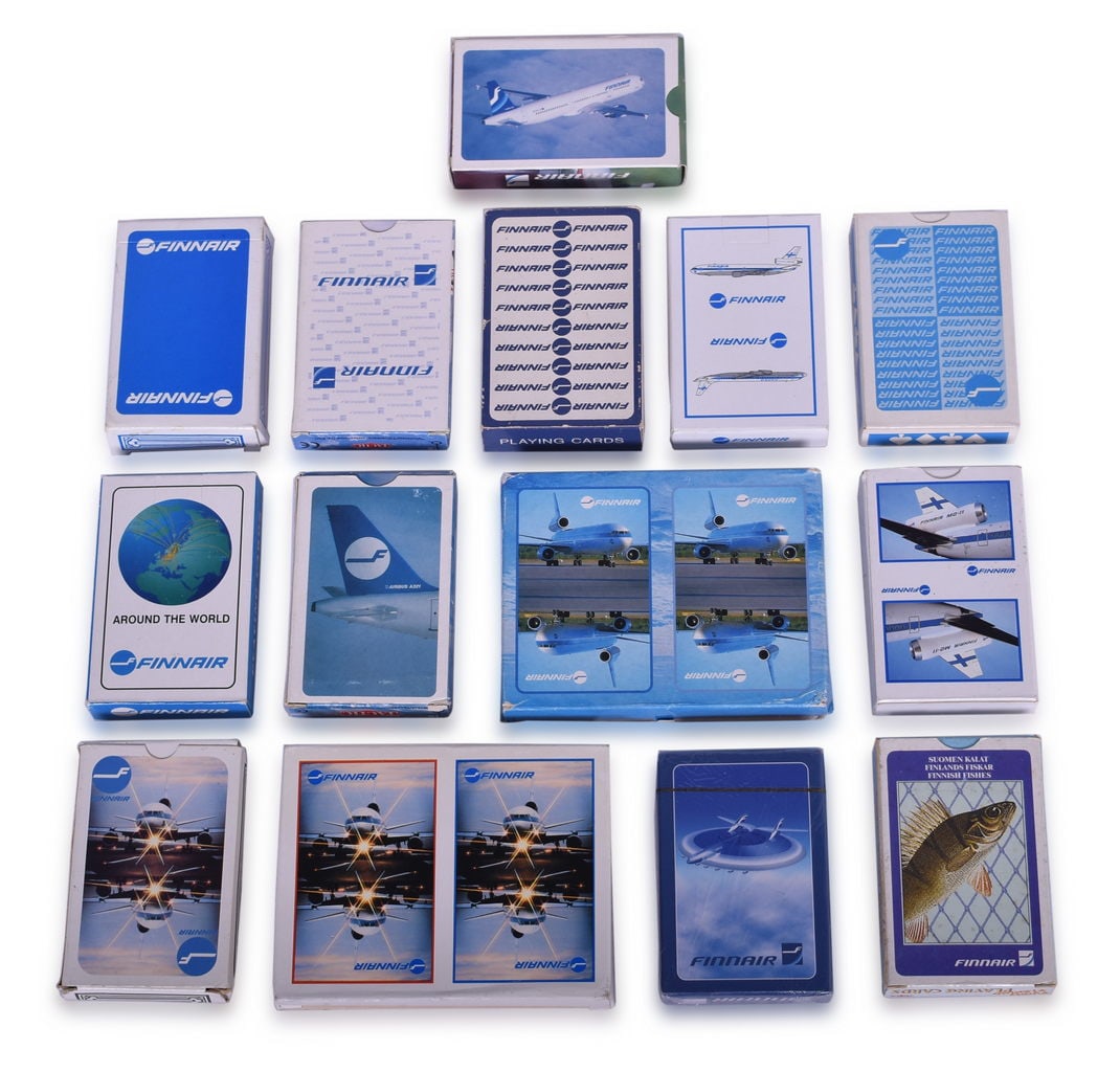 Sixteen Finnair Airline Playing Card Decks Including New Old Stock (1 of 3)
