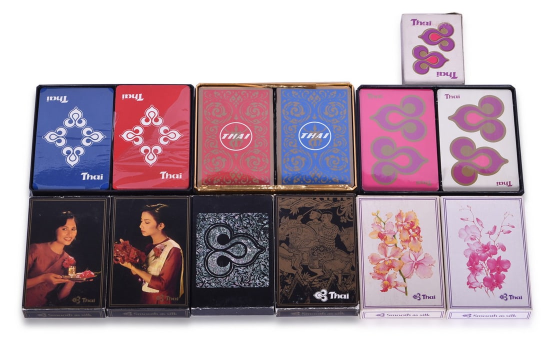 Thirteen Thai Airways Airline Playing Card Decks Including New Old Stock - Smooth As Silk (1 of 3)