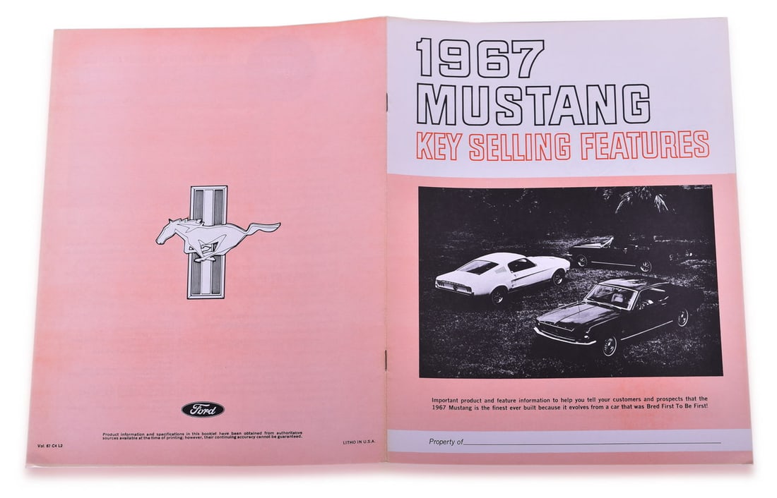 1967 Ford Mustang Dealership Key Selling Features Brochure - Automobile/Car Historical (1 of 3)