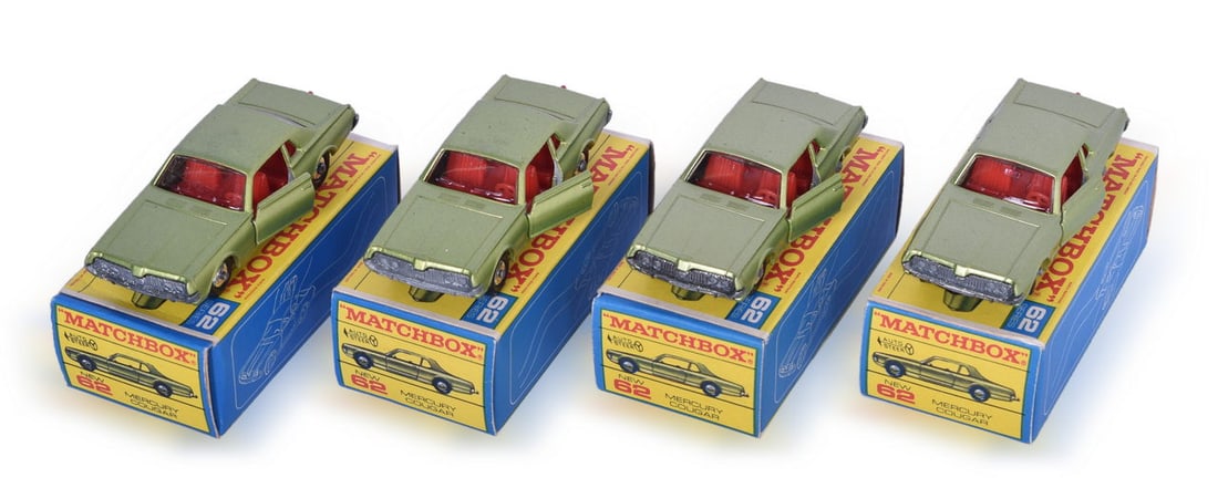 Four Matchbox / Lesney No. 62 Matchbox Mercury Cougars in Original Boxes (1 of 4)