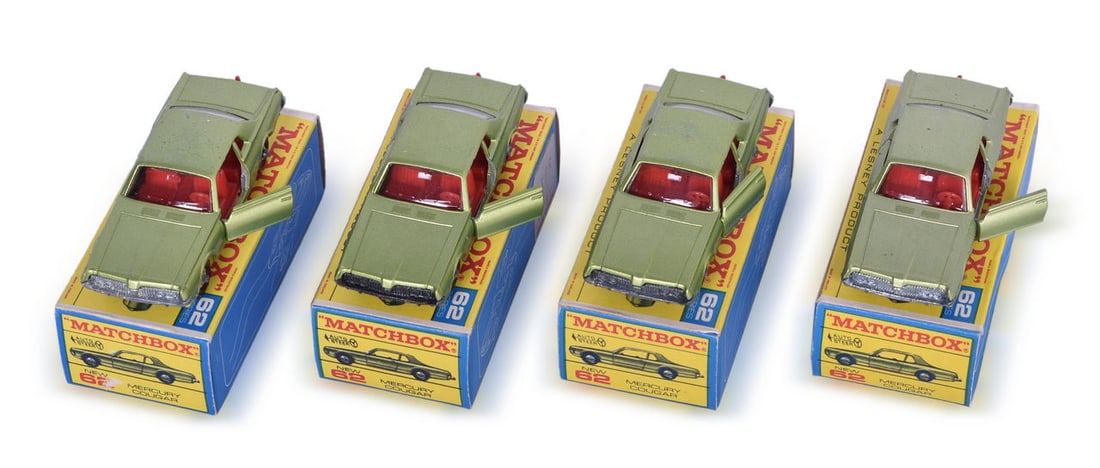 Four Matchbox / Lesney No. 62 Matchbox Mercury Cougars in Original Boxes (1 of 4)