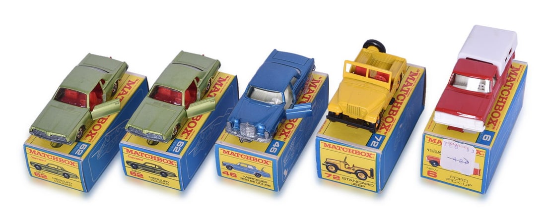 Five Matchbox / Lesney Cars in Original Boxes - No. 6, 72, 46, 62, 62 (1 of 4)
