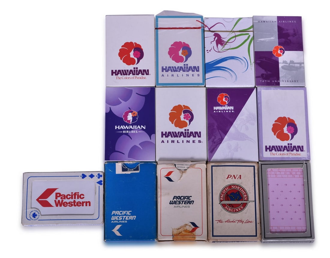 Thirteen Airline Playing Card Decks Advertising Hawaiian, Pacific Northern, Pacific Western, and (1 of 3)