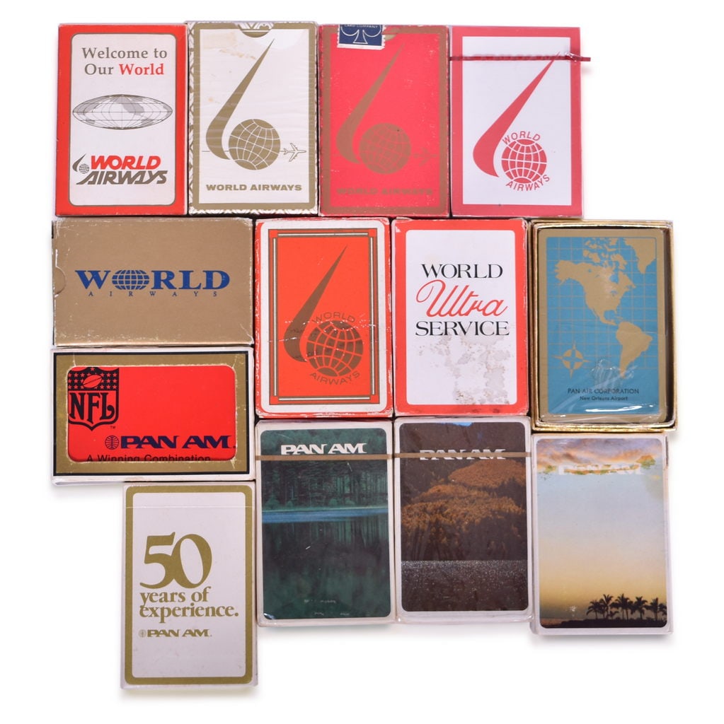 Thirteen Pan Am Airlines and World Airways Playing Card Decks (1 of 3)
