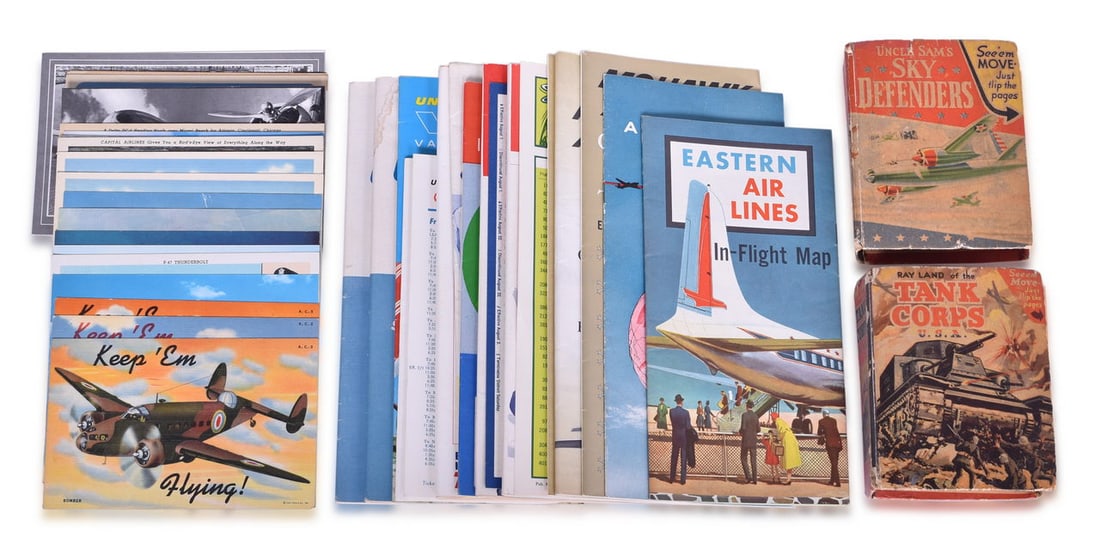 Over Forty Airline Post Cards, Timetables, Map, Menu - Mohawk, WWII Bombers, Capital Airlines, (1 of 3)