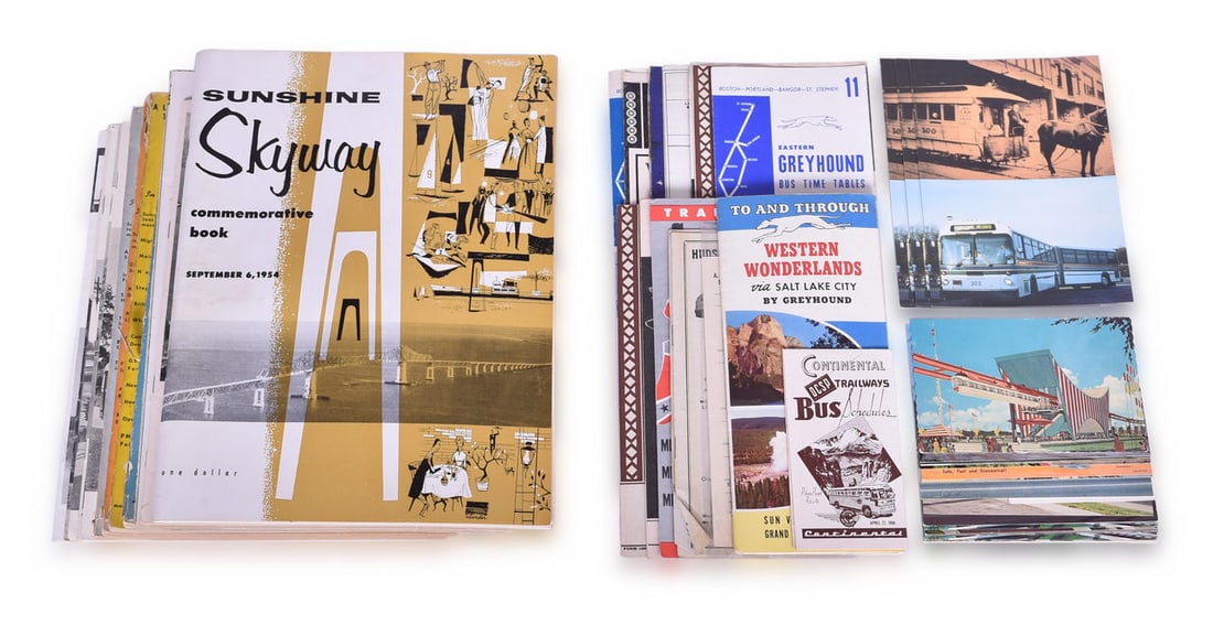 Large Group of Bus, Trolley, & Transit Timetables, Postcards, and Editorials - Greyhound, Hudson (1 of 3)