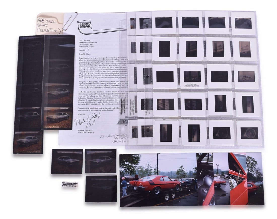 1968 Yenko Camaro Photographs, Negatives, Slides and Info from the Files of Tom Shaw (1 of 3)