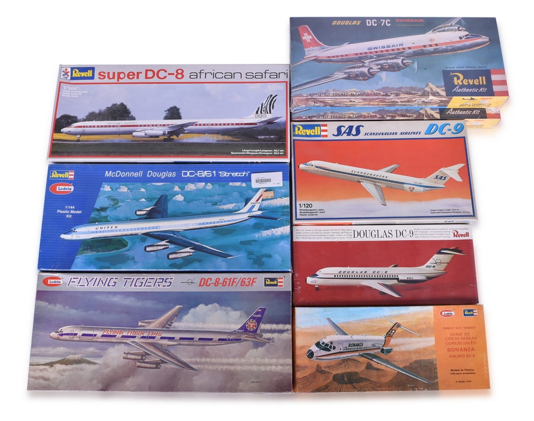 Eight Revell Douglas DC Series Aircraft Model Kits (1 of 3)