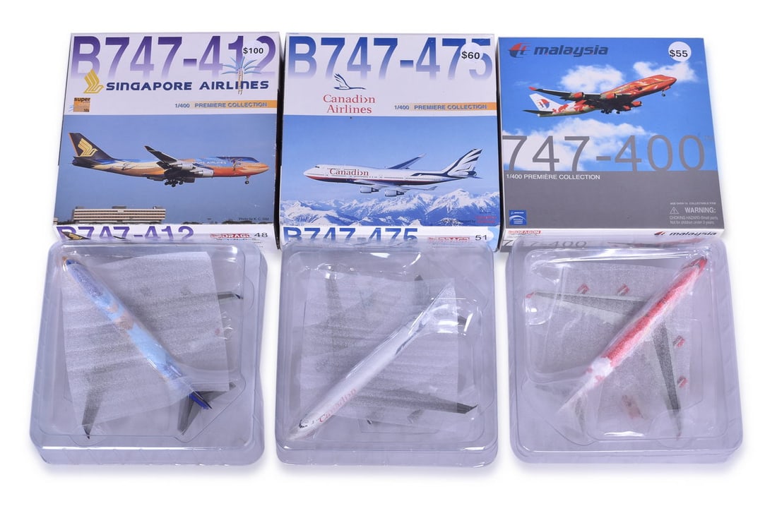 Three Dragon Wings Die Cast 747 Airplane Models - Singapore, Canadian, Malaysia (1 of 3)