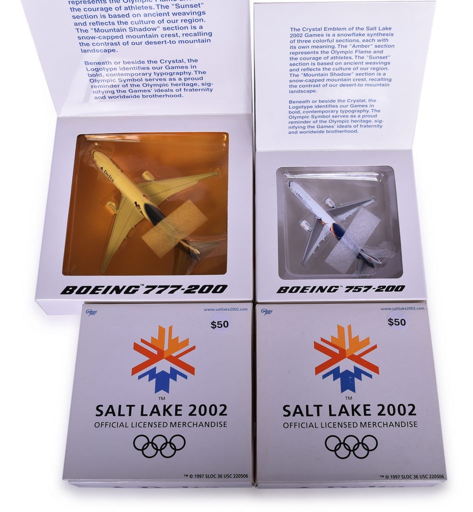 Four Gemini Jets Die Cast Delta Airplane Models - Salt Lake 2002 Olympics (1 of 3)