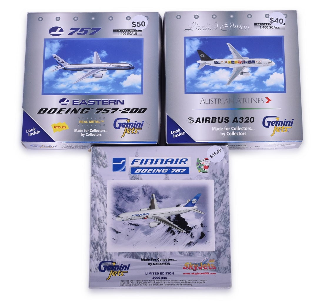 Three Gemini Jets Die Cast 757/A320 Airplane Models - Finnair, Eastern, Austrian Airlines (1 of 3)
