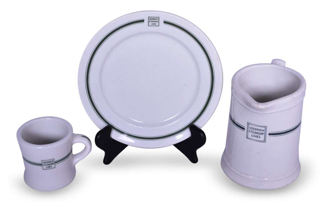 Goodrich Steamship Lines China Pitcher, Dinner Plate, and Coffee Mug (1 of 6)