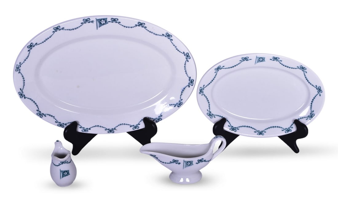 White Star Line Steamship China Oval Platter Plates, Creamer, and Sauce Boat (1 of 6)
