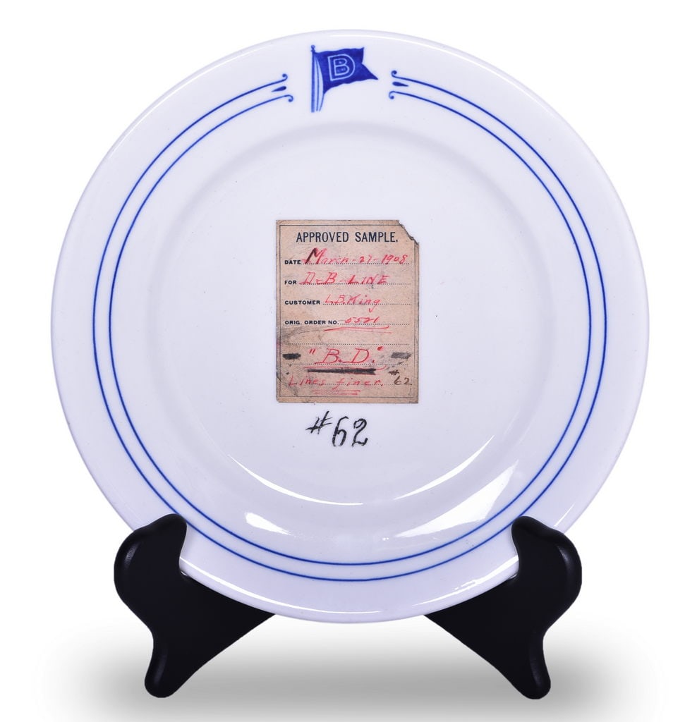 1908 Detroit and Buffalo Steamboat Co. D&B Line Approved Sample Western States China Dinner Plate (1 of 3)
