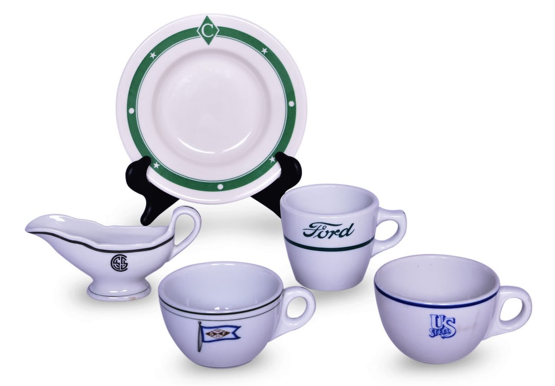 Five Great Lakes Manufacturing Steamship China Items - Ford, US Steel, Cleveland-Cliffs Iron, and (1 of 3)