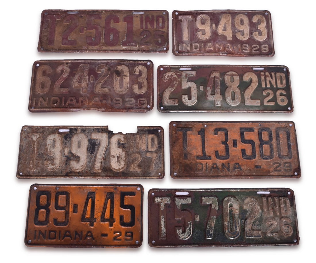 Eight 1920s Vintage Indiana Truck and Automobile License Plates - 1925 Through 1929 (1 of 3)