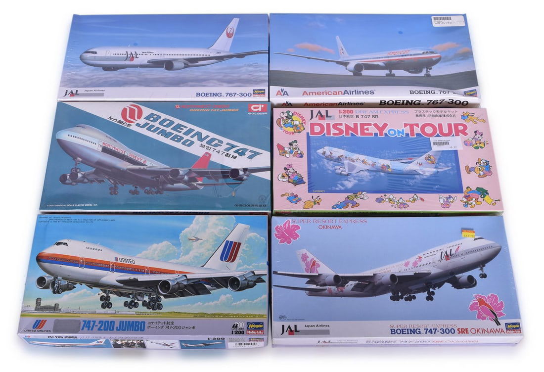 Hasegawa and Airliner 1:200 Scale 747/767 Airplane Model Kits - Northwest Orient, Disney (1 of 2)