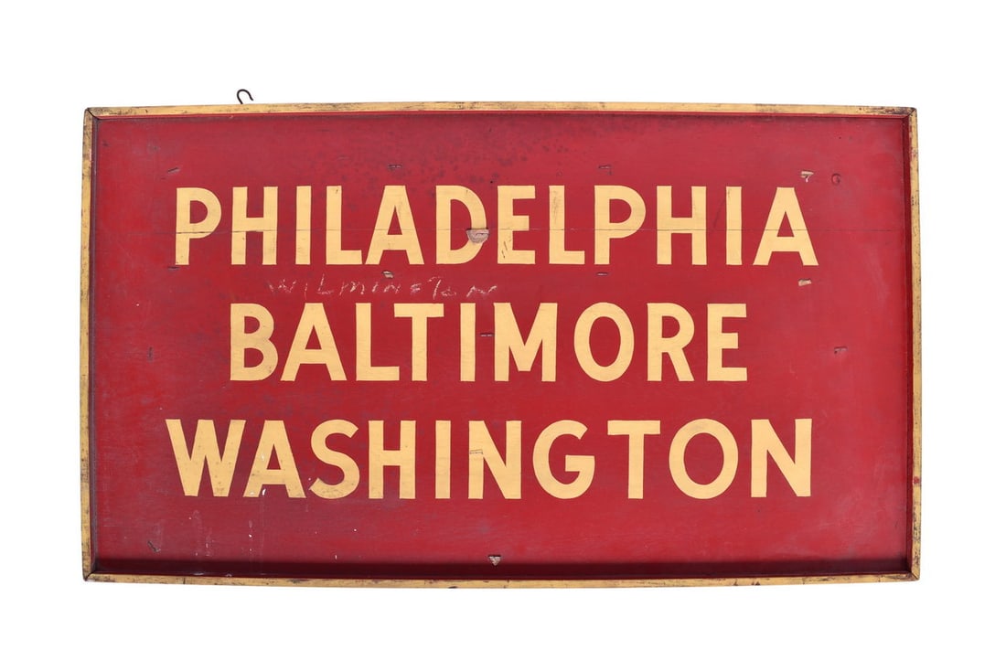 Pennsylvania Railroad Wooden Gate Sign - Philadelphia - Baltimore - Washington (1 of 3)