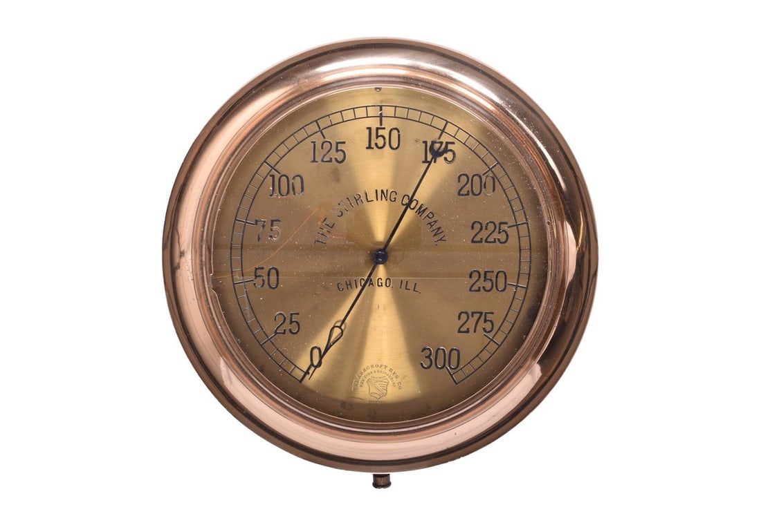14" Diameter Brass Ashcroft / Stirling Company Pressure Gauge (1 of 5)