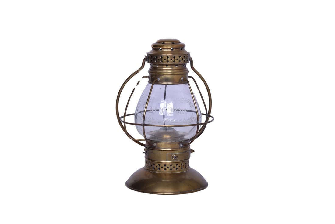 J.H. Kelly Brass Conductors Presentation Railroad Lantern w/ Old English Etched Globe (1 of 5)