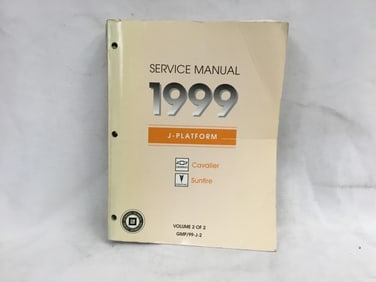 1999 Chevrolet Cavalier Pontiac Sunfire J-Platform Service Manual Volume Two of Two