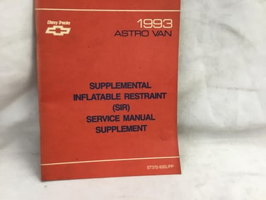 1993 Chevy Truck Astro Van Supplemental Inflatable Restraint Service Manual Supplement
