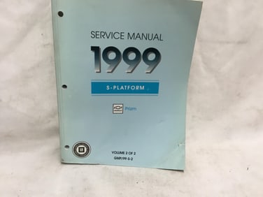 1999 Chevrolet Prizm S-Platform Service Manual Volume Two of Two