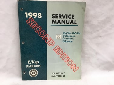1998 Cadillac DeVille, DeVille D'Elegance, Concours, Eldorado Service Manual Book 2 of 3