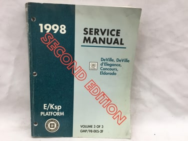 1998 Cadillac DeVille, DeVille D'Elegance, Concours, Eldorado Service Manual Volume 3 of 3