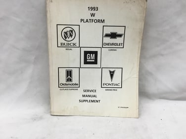 1993 Buick Regal, Chevrolet Lumina, Oldsmobile Cutlass Supreme Service Manual Supplement
