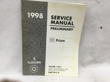 1998 Chevrolet Prizm Preliminary Service Manual Volume One of Three