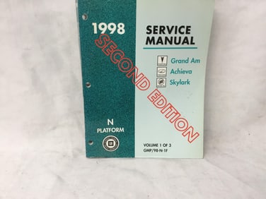 1998 Pontiac Grand Am Oldsmobile Achieva Buick Skylark Service Manual Vol 1 of 3