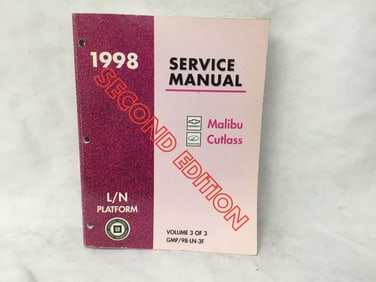 1998 Chevrolet Malibu Oldsmobile Cutlass Service Manual Volume 2 of 3 Second Edition