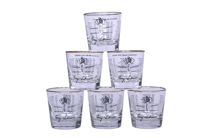 Set of Six Indianapolis 500 Winner Whiskey / Old Fashion Glasses - 1960