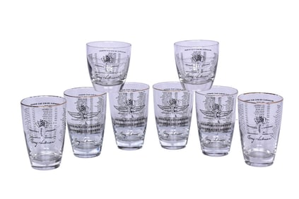 Set of Eight Indianapolis 500 Winner Tall and Short Glasses - 1974