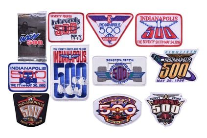 Ten 1990-1999 Indy 500 Cloth Patches