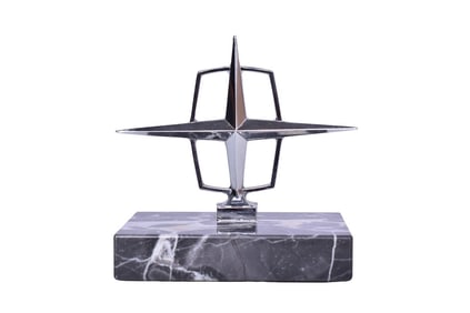 1960s Lincoln Continental Hood Ornament Paperweight w/ Marble Base