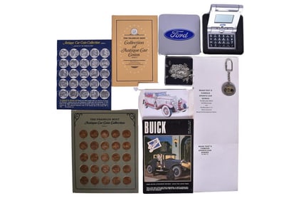 Mixed Automotive Items Including Ford, Lincoln, Buick, Franklin Mint Coins, etc.