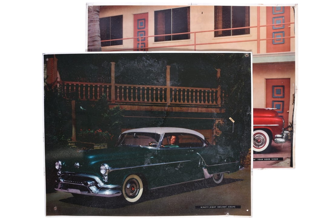 Pair Of Oldsmobile Dealer Light Box Transparencies- Super "88" and Ninety Eight Holiday Coupe (1 of 3)