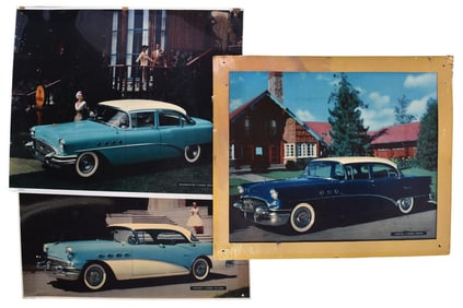 Three Early 1950s Buick Dealer Showroom Transparencies - Rivera, Roadmaster, Special Sedan
