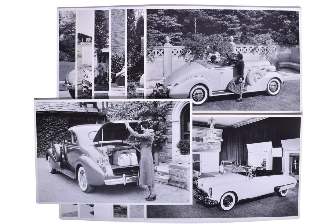 Thirteen 11"x 17" Buick and Oldsmobile Promotional Photographs - Ninety Eight, Futuramic, etc: Thirteen 11"x 17" Buick and Oldsmobile Promotional Photographs - Ninety Eight, Futuramic, etcGroup of eleven photos showing Buick and Oldsmobile models from the 1930s to the 1950s. These are assumed t