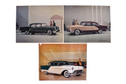 Set of Three Oldsmobile Ninety-Eight Dealership Showroom Transparencies 1954-56