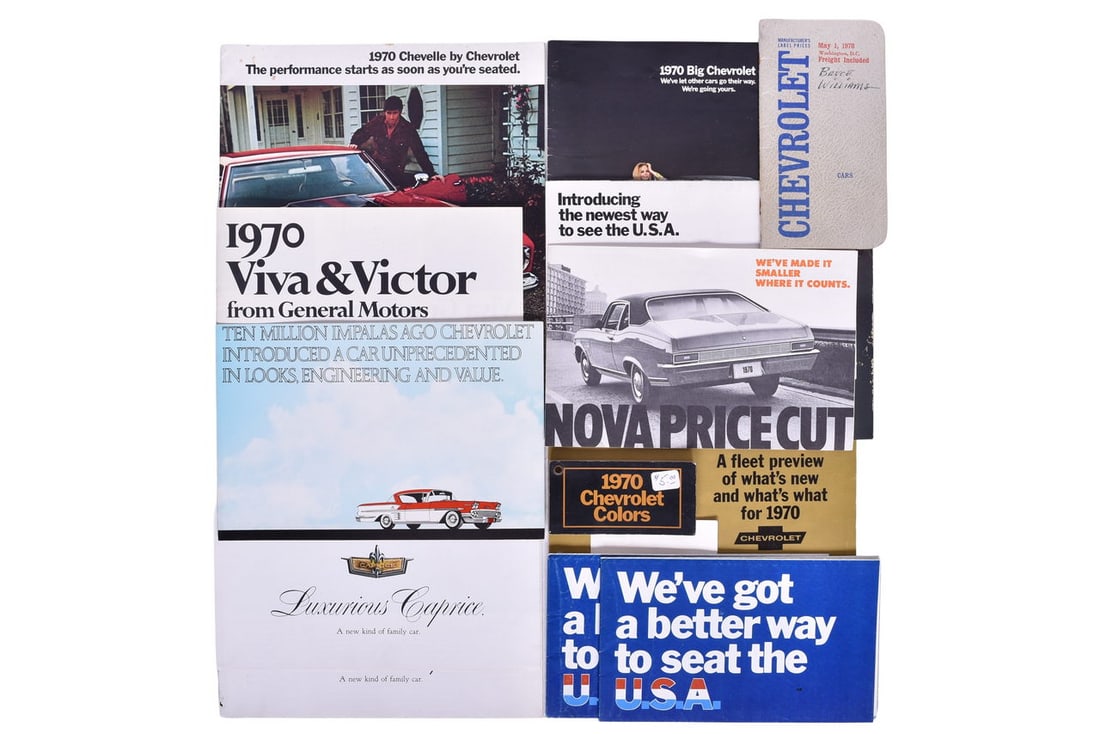 Group of 1970 Chevrolet Dealership Papers and Brochures - Manufacturer pricing, Paint Chips, etc. (1 of 4)