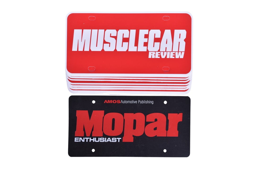 Thirty-One Plastic Unused License Plates- Muscle Car Review, Mopar Enthusiast: Thirty-One Plastic Unused License Plates- Muscle Car Review, Mopar EnthusiastGroup of thirty-one unused license plates. Includes one Mopar Enthusiast and the rest are Muscle Car Review. See photos for