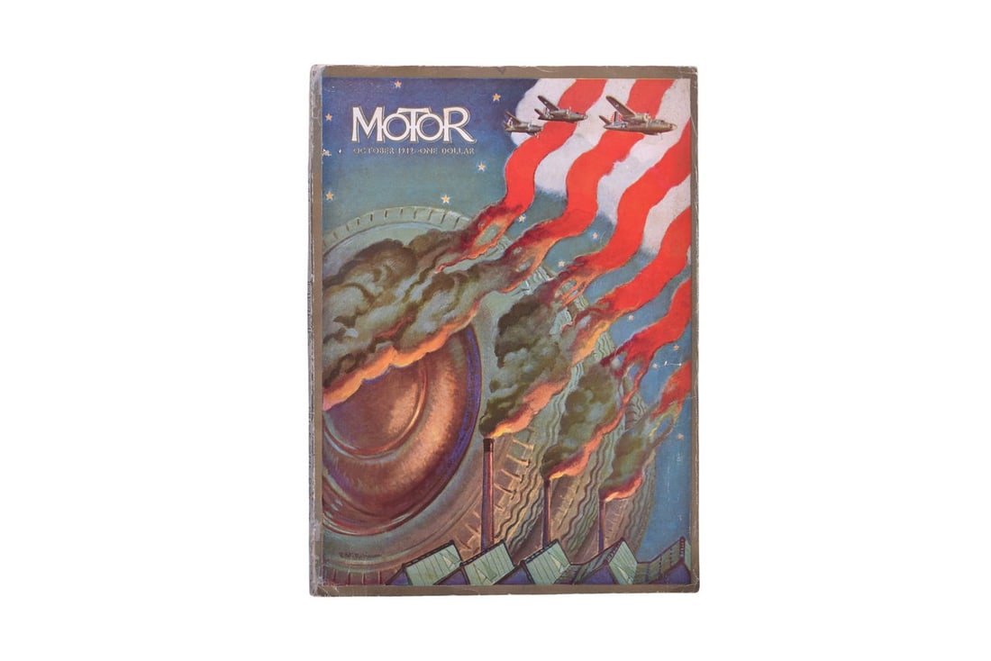 October 1942 Motor Magazine With Robert Robinson Cover Art: October 1942 Motor Magazine With Robert Robinson Cover ArtAutomotive business magazine Motor Magazine from October 1942 with Robert Robinson cover art and Hastings Steel ad on the back cover. Dimensio