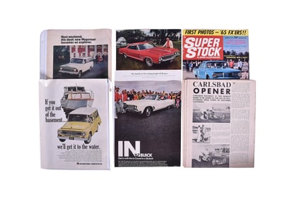 Drag Racing And Automobile Paper Ephemera- 1965 Super Stock, 1964 Jeep Advertisement, International