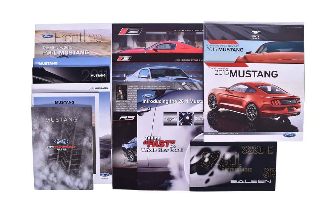 Eighteen Pieces Of Ford Mustang Promotional And Sales Literature From 2011-2015- 50th Anniversary: Eighteen Pieces Of Ford Mustang Promotional And Sales Literature From 2011-2015- 50th Anniversary Collector Set, Frontline 2015 Mustang Issue, BrochuresEighteen pieces of Ford Mustang promotional and 