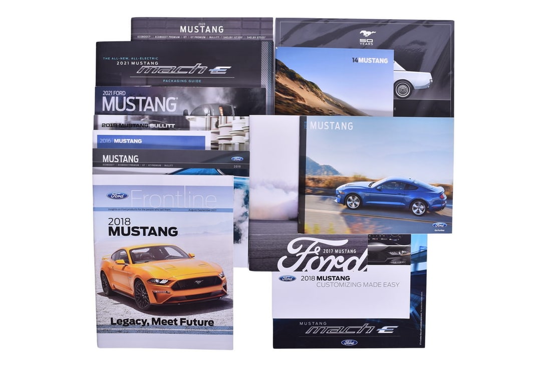 Fifteen Pieces Of Ford Mustang Promotional And Sales Literature From 2016-2021- 50th Anniversary: Fifteen Pieces Of Ford Mustang Promotional And Sales Literature From 2016-2021- 50th Anniversary Collector Set, Sales BrochuresGroup of fifteen pieces of Ford Mustang promotional and sales literature 