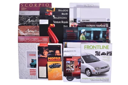 Mixed Group Of Forty Pieces Of Promotional And Sales Literature For Volvo, Honda, Avanti, Saturn,